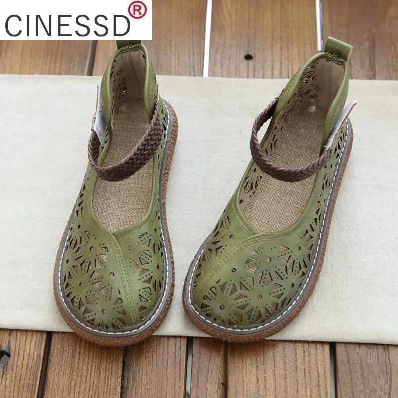 

Designer Women Genuine Leather Loafers Hollow Out Weave Ladies Ballet Flats Shoes Female Spring Moccasins Casual Ballerina Shoes