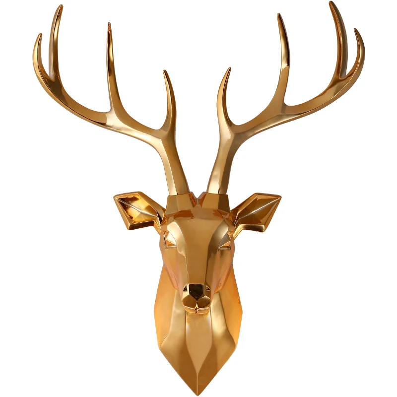 

Nordic sitting room adornment plutus deer head hanging light luxury sofa wall golden TV setting metope hangs