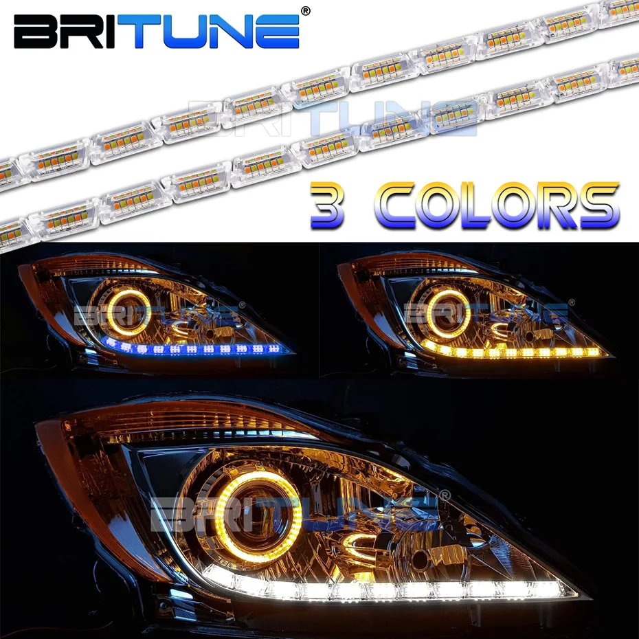 

Britune LED Strip Light Sequential DRL Flexible Flowing Turn Signal Crystal Lamp Headlight Runners Corner Accessories 50cm 69cm