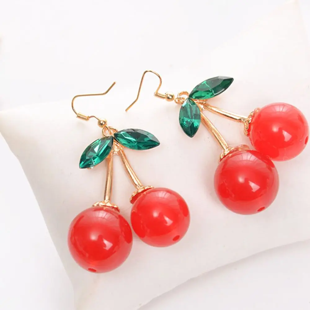 Женская модная вишня висячая Подвеска со стразами ретро серьги-Крючки для ушей
