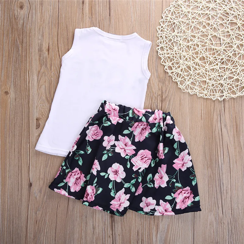 

PUDCOCO Fashion Toddler Baby Kids Girls Dress Tank Vest Tops T-Shirt+Floral Skirt Outfit Set Clothes 2-7Y