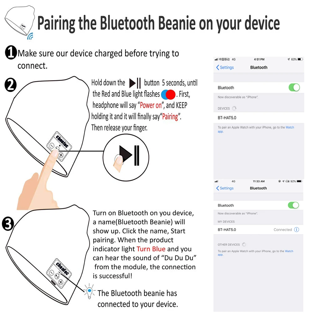 Новинка, беспроводная Bluetooth гарнитура, шапка, вязаная, Bluetooth 5,0, шапка, наушники, теплые зимние шапки, музыкальные наушники, лучший рождественский подарок
