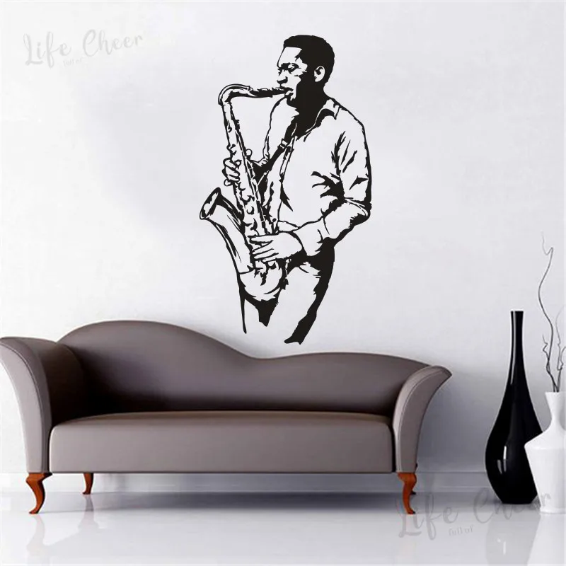 Музыкальный инструмент саксофон наклейки на стену Джаз клуб музыкальный