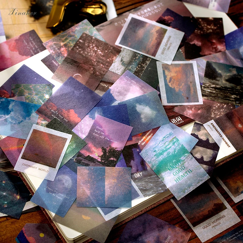 100 шт./пакет винтажные небесные звезды цветок INS стильные Васи бумажные наклейки