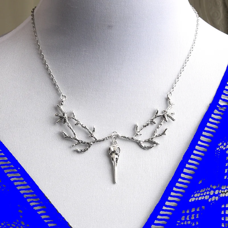Женское колье с подвеской в виде птицы готическое ожерелье серебряного цвета