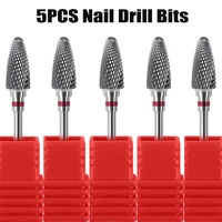 5pcs tungsten steel nail drill bit set milling cutters rotary burr cutter clean files for electric manicure machine accessories