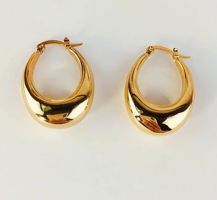 Женские серьги кольца толстые в форме яйца массивное золото 2019|Серьги-подвески| |