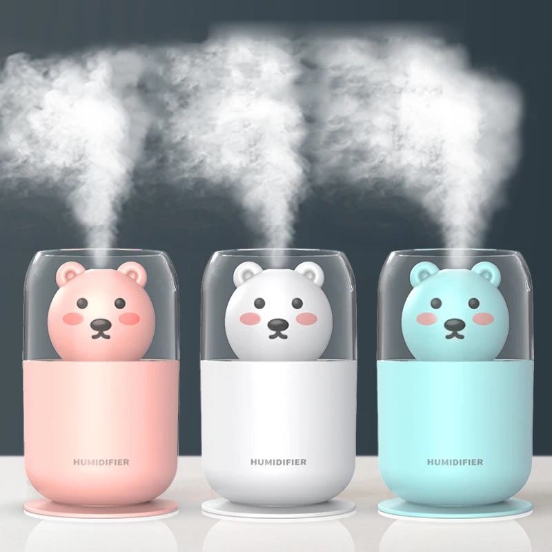 

ELOOLE 300ml New Cute Pet Humidifier Mini Household Small Moisturizing Aromatherapy Car Creative Air Bear USB Humidificador