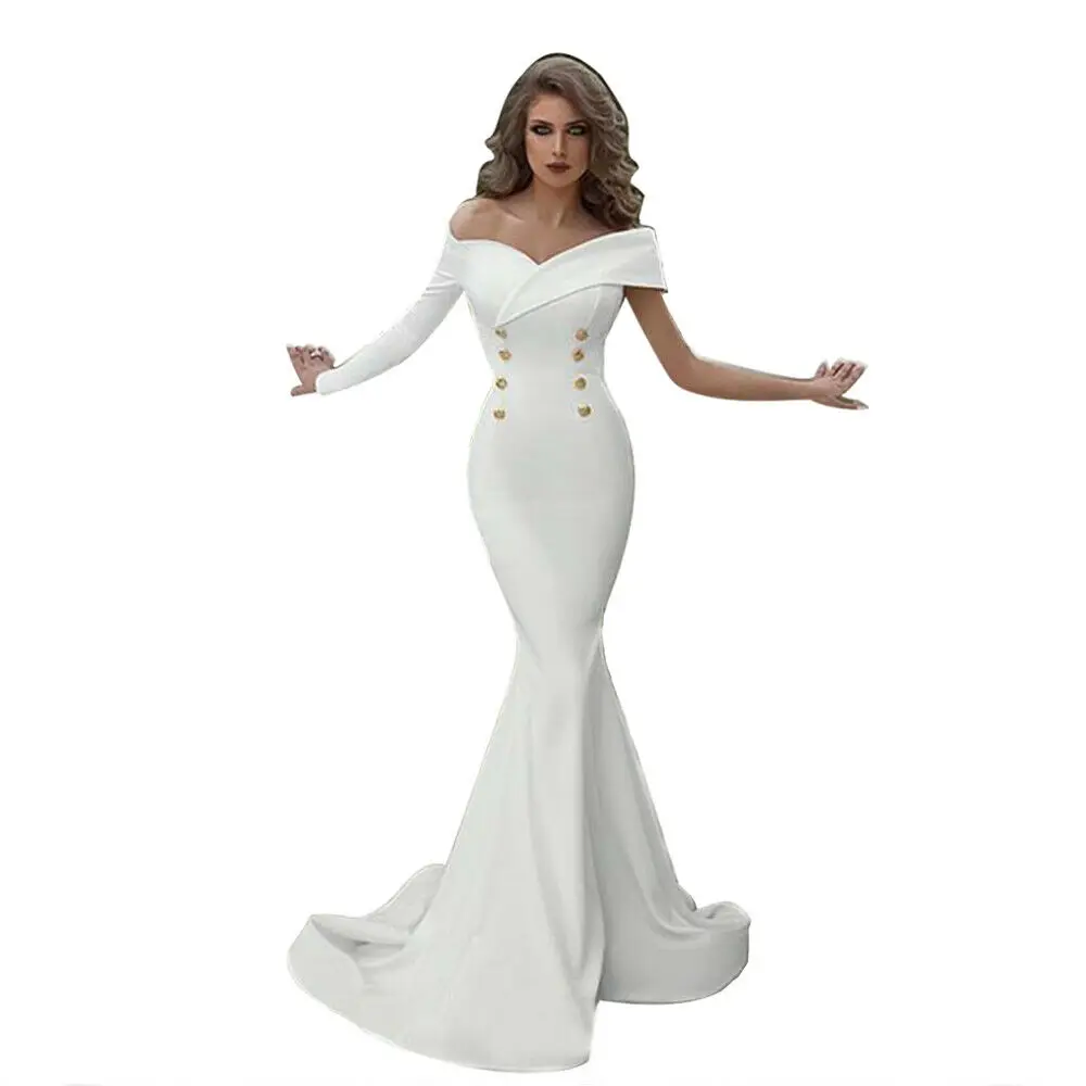 Для женщин женские с открытыми плечами строгое длинное вечернее вечерние