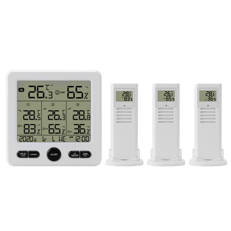 

New Multifunctional Wireless Thermometer and Hygrometer Indoor and Outdoor High Precision Thermometer with Color Alarm