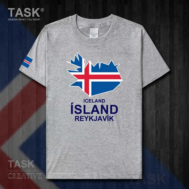 Футболка мужская с изображением Исландии ил сикле Рейкьявика Новые Топы одежда