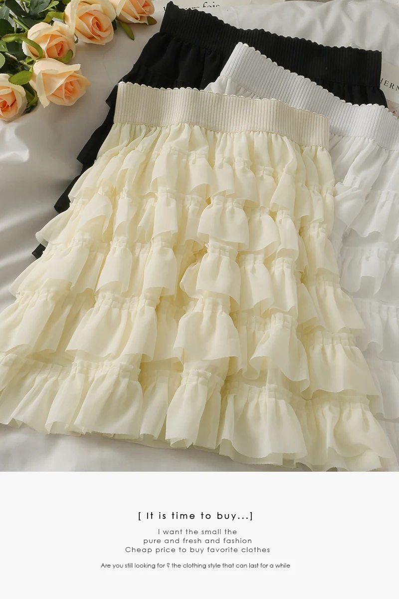 

2021 Summer A-line skirt high waist women Cake skirts