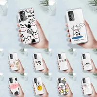 cute animal cow phone case transparent for huawei p20 30 40 mate 20 30 40 lite pro p smart honor 8a 8x 9x 10i