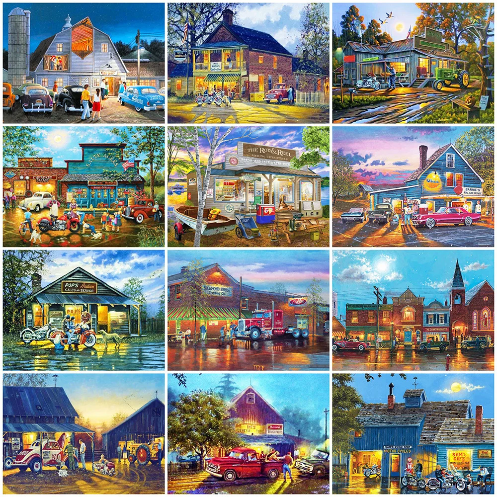 

Evershine Diamond Painting House Cross Stitch Diamond Embroidery Full Square Round Landscape Needlework Town Sale Handicrafts