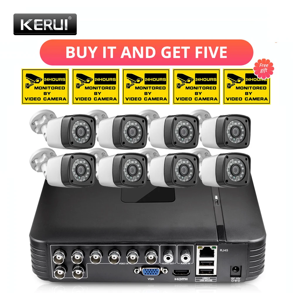 KERUI AHD система камер домашней безопасности 8CH DVR комплекты аудио запись HDMI CCTV
