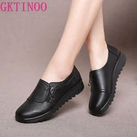 gktinoo new autumn womens shoes fashion casual women leather flat shoes ladies slip on comfortable black work shoes flats
