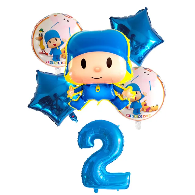 6 шт./партия Pocoyo номер фольги Воздушные шары набор детский душ День Рождения Вечеринка крестины Декор поставки детские игрушечные фигурки из мультфильма globos - Цвет: Лиловый