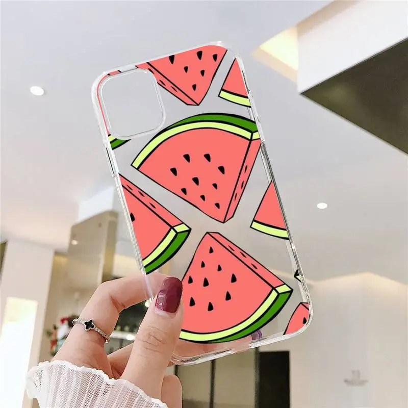 

Summer Fruit Watermelon Lemon Phone Case Transparent soft For iphone 5 5s 5c se 6 6s 7 8 11 12 plus mini x xs xr pro max