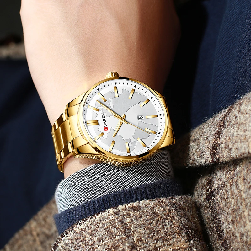 

CURREN 2019 New Fashion Mens Watches with Stainless Steel Top Brand Luxury Sports Quartz Watch Men Relogio Masculino