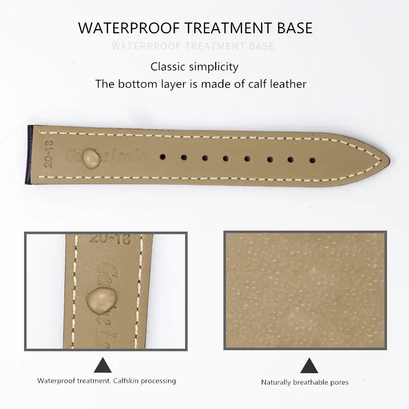 Leather strap 12-22mm universal watch four-color butterfly buckle steel buckle  strap wrist strap + tools