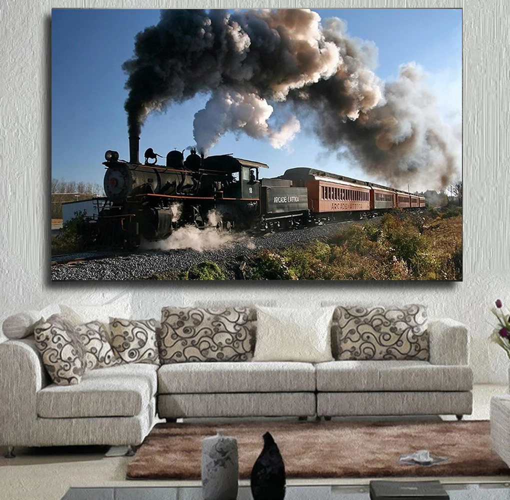 

Classical Train Canvas Paintings Art Poster and Prints Vintage Locomotive Trains Wall Pictures for Living Room Home Decor Poster
