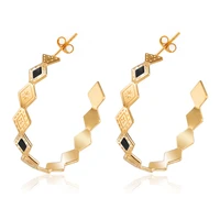 bohemian gold plated open hoop earrings for women delicate geometric shape big circle hoops earring stainless steel jewelry