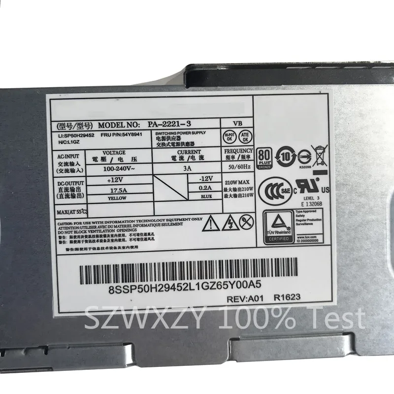 SZWXZY для Lenovo PA 2221 3 источник питания LI: SP50H29452 FRU P/N 54Y8941 210W 10 Pin + 4 Бесплатная