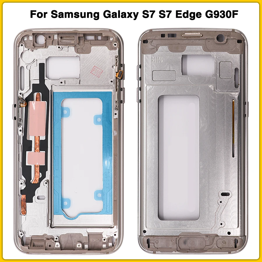 S7 полный корпус для samsung Galaxy S7 Edge G930F G935F средняя рамка Задняя крышка батареи с сенсорным стеклом наклейка на рассеиватель клей