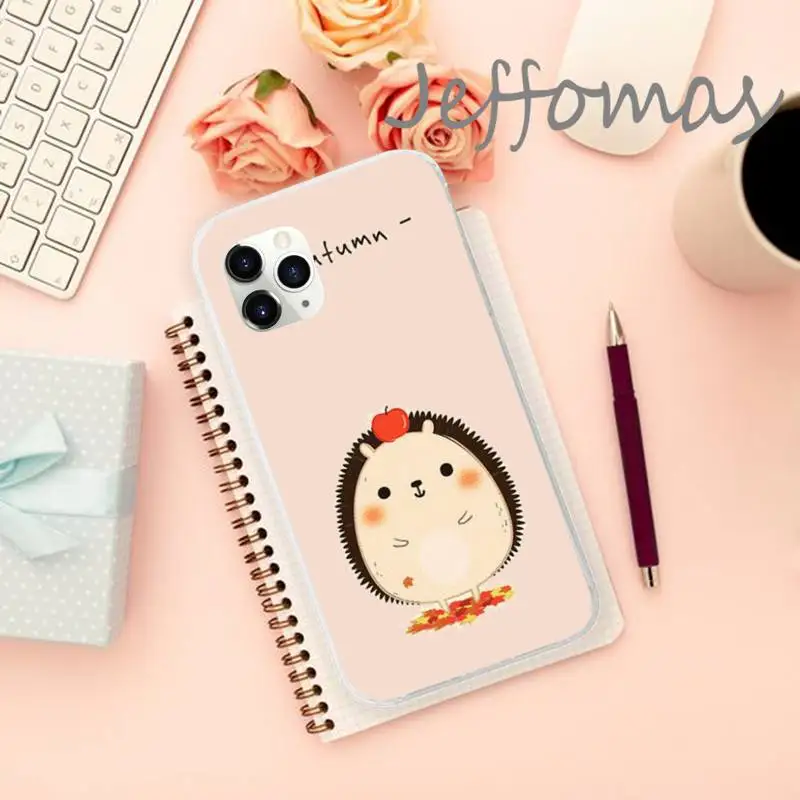 

Cute Animal Hedgehog Cartoon Phone Case Transparent for iPhone 11 12 mini pro XS MAX 8 7 6 6S Plus X 5S SE 2020 XR