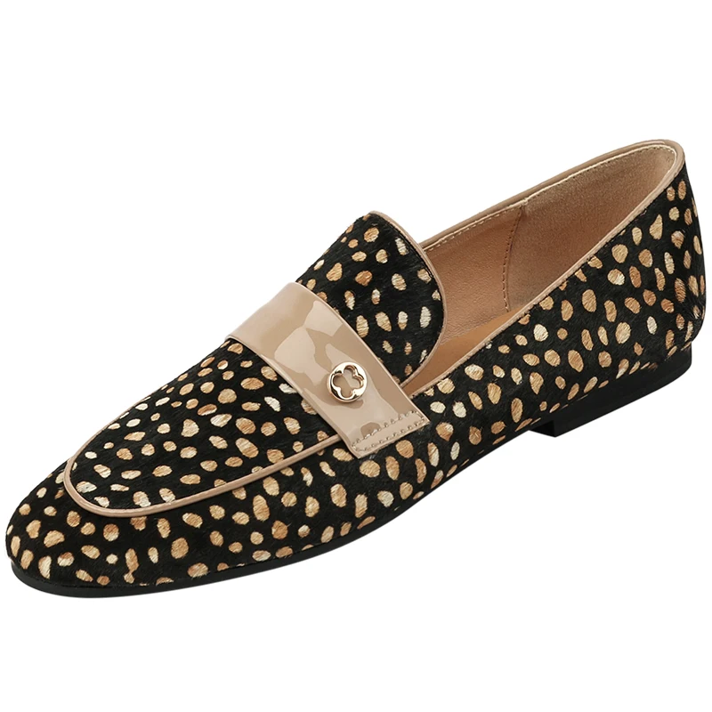 

Женские туфли из натуральной кожи, с леопардовым принтом, 22-2022 см