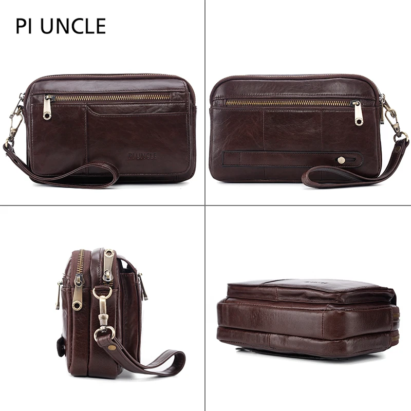 Высокое качество мужской деловой бумажник клатч из натуральной кожи на запястье