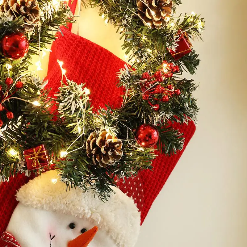 

AsyPets LED Christmas Wreath Light String Front Door Hanging Garland Holiday Home Decorations