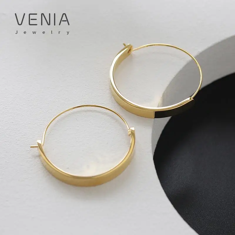

VENIA Titanium Steel Jewelry Large Hoop Earrings Thick Circle Earrings Gold Plated Stainless Steel Non Fading Earrrings 2021