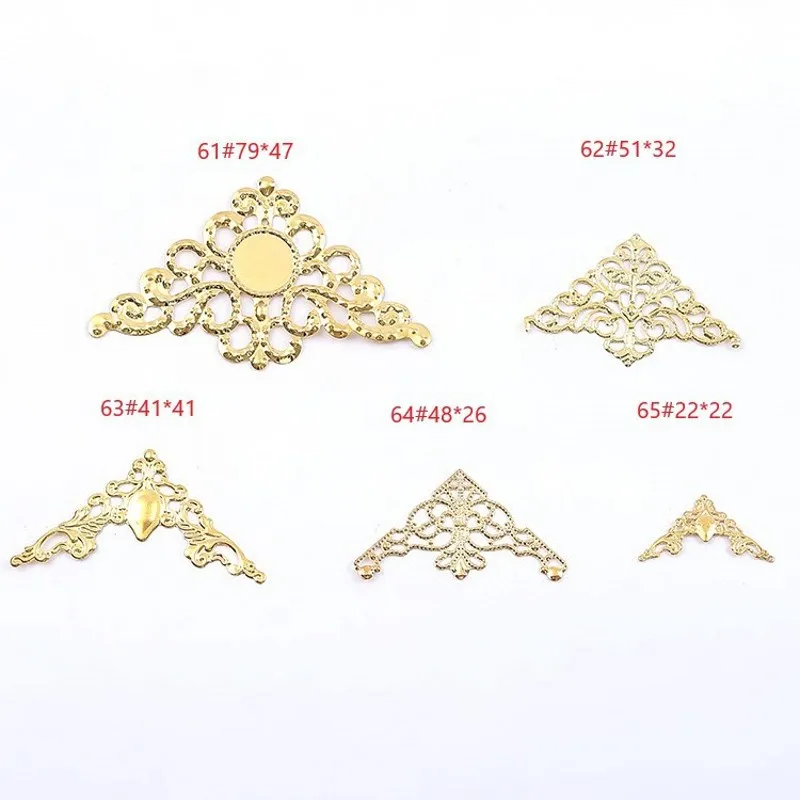 

10-50Pcs Gold/Bronze/Rhodium Plated Triangle Filigree Wraps Connectors For Jewelry Making Findings DIY Charm Pendant