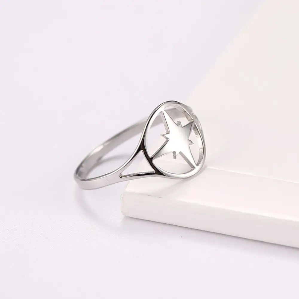 Skyrim с простым круглым звездная пара кольцо для мужчин и женщин из нержавеющей