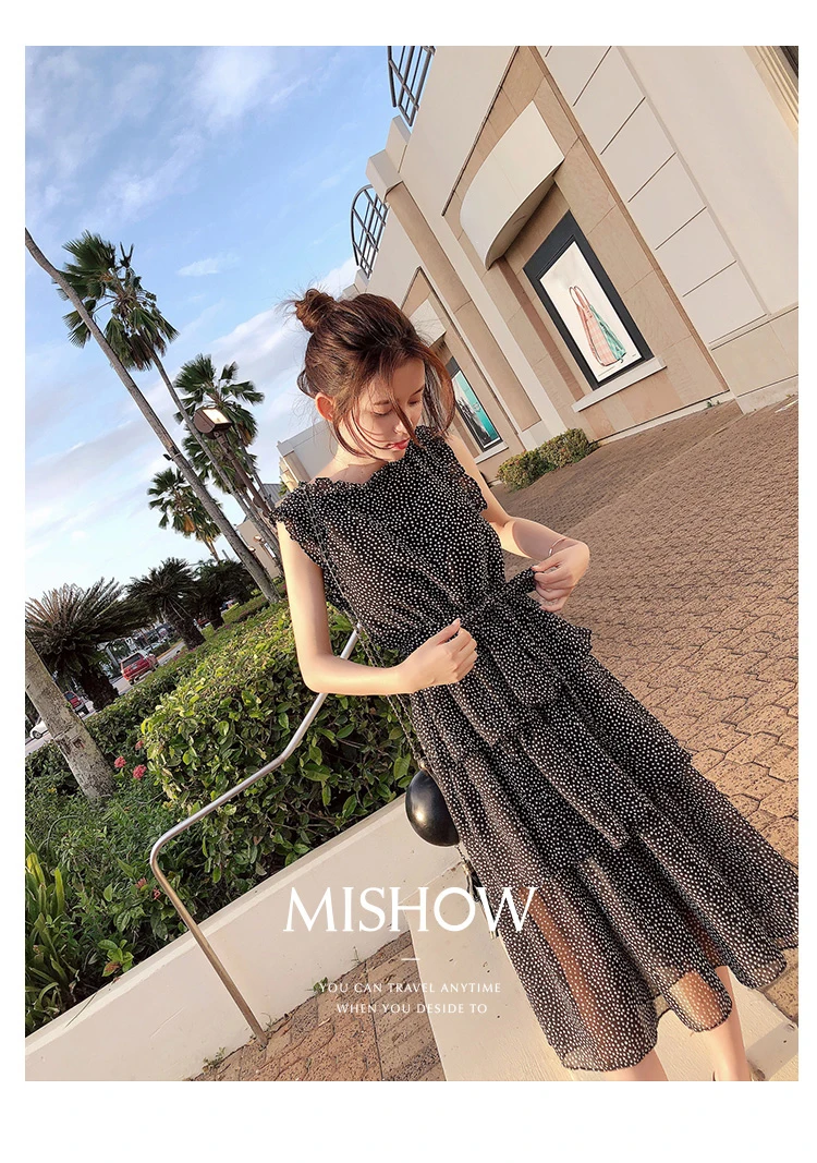 Mishow Женское платье-миди с оборками Многоуровневое платье Летниое повседневное шифоновое платье для женщин Пляжное платье MX18B1178