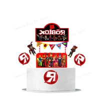 roblox cake card topper catoon robot logo theme cake insert birthday party dessert cupcake paper decoration festive diy kids hot