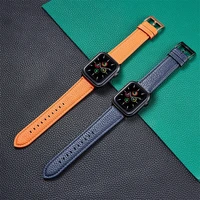 new genuine leather watchband for iwatch series 6 5 4 3 2 1 44mm 42mm 38mm 40mm blue pink black strap lychee pattern