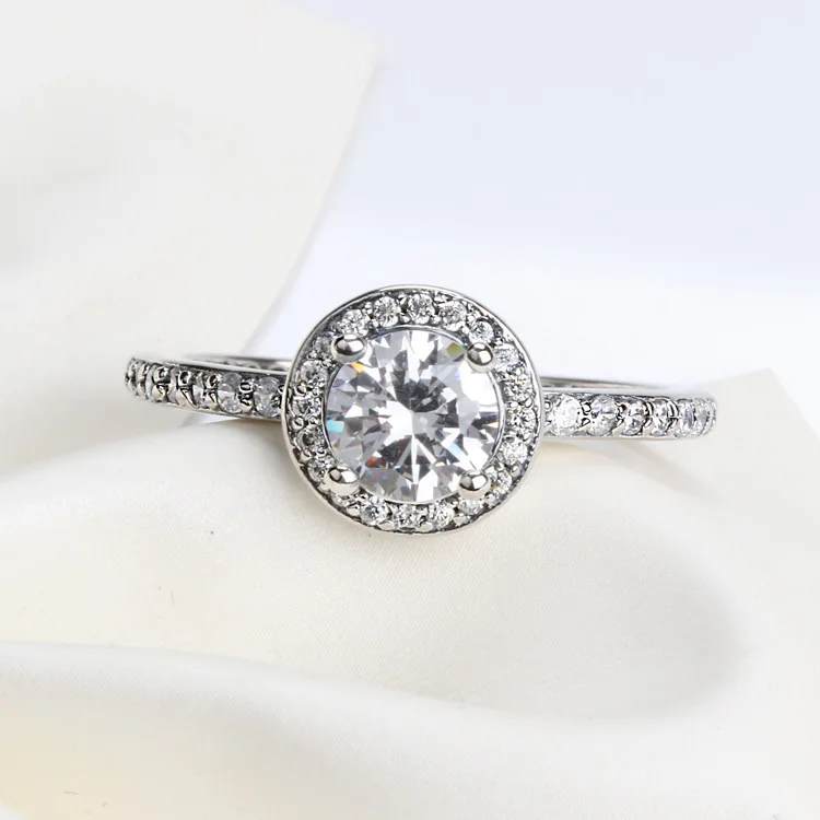 

925 Sterling Silver pandora Ring Pave Classic Elegance With Crystal Rings For Women Wedding Party Gift Fine Jewelry