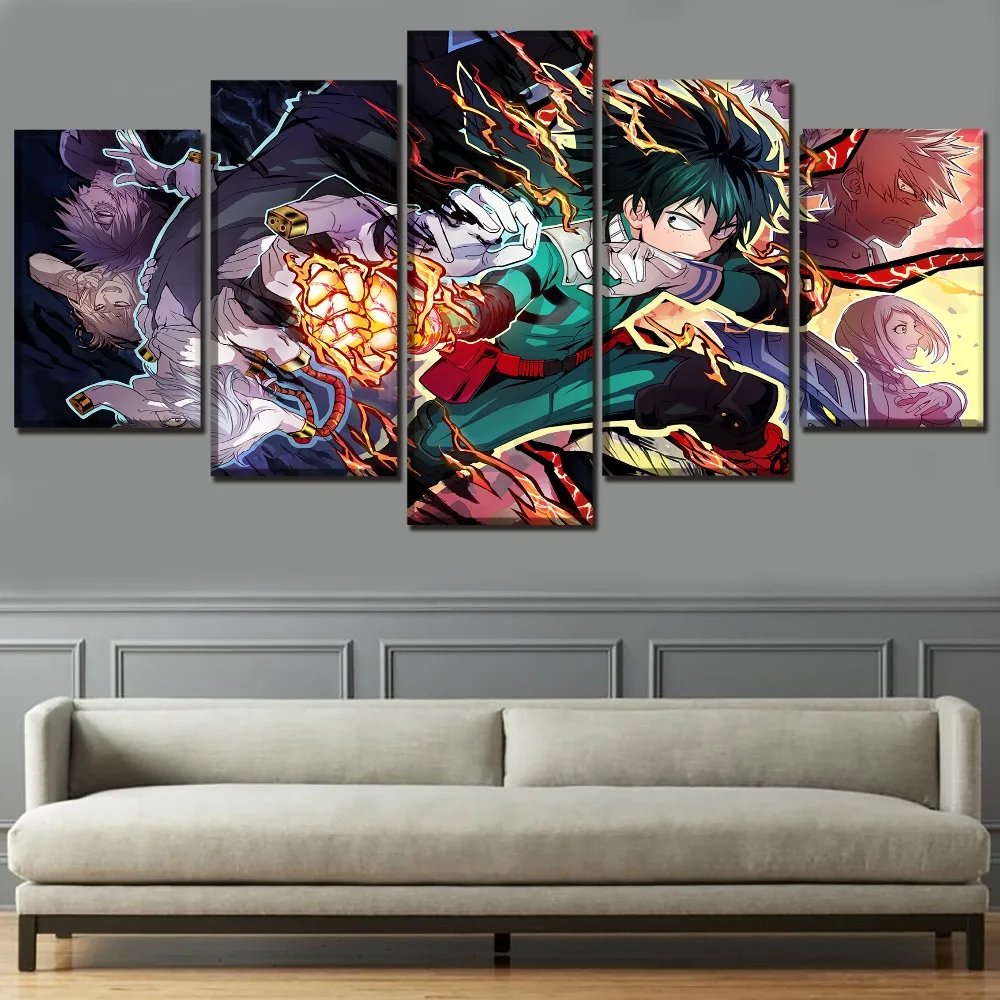 

5 Panel Anime Boku no My Hero Academia Canvas Posters Wall Art Pictures Paintings Accessories Home Decor Living Room Decoration