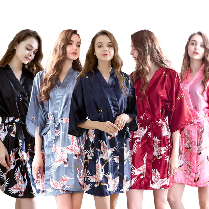 

Imitation Silk Pajamas Women's Summer Plus Size Home Service Night Gown Bathrobe Spa Robes for Girls Birthday Party Sleep Tops