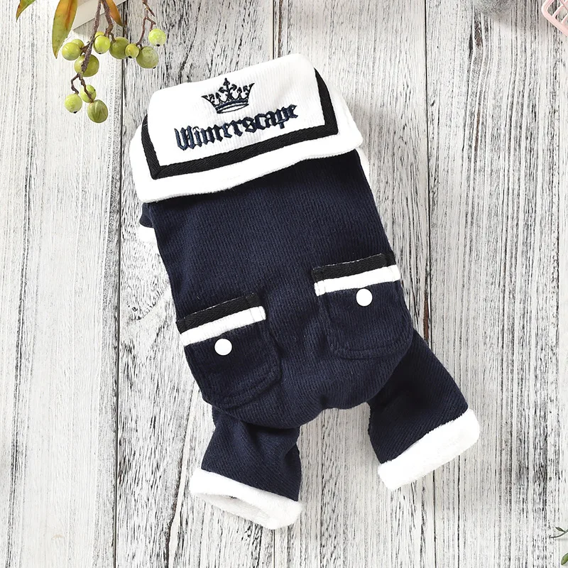 Newest Dog Clothes for Autumn and Winter Navy Blue Pink Colors Four-legged Leisure Sports Style Small Dog and Puppy Clothes