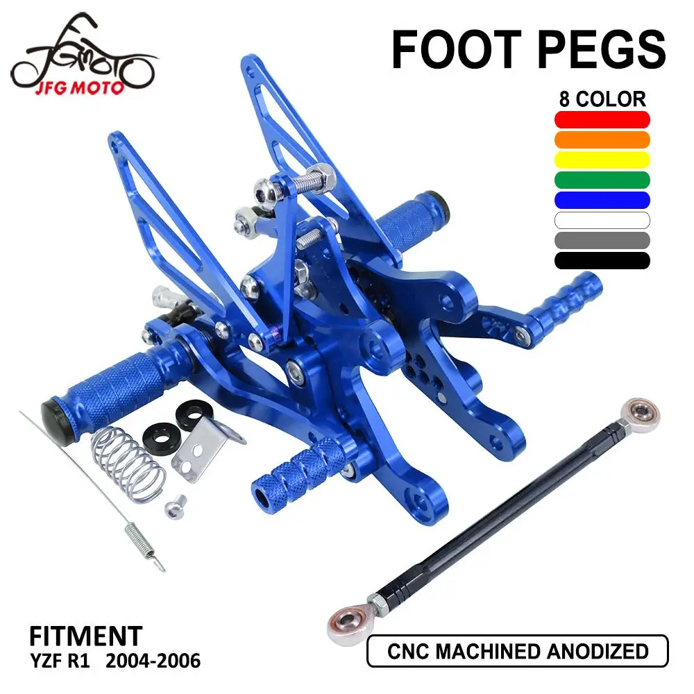 

Регулируемые подножки для мотоцикла, Задние подножки из сплава для Yamaha YZFR1 YZF-R1 YZF R1 2004 2005 2006 04 05 06