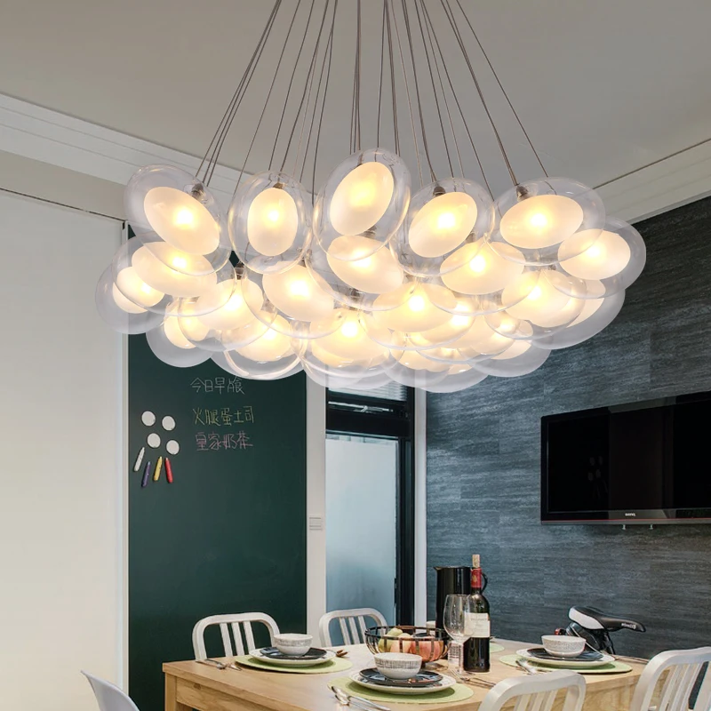 Beste Moderne Led Ovale Ei Glas Bal Hanger Licht 90-265 V Helder Glas Led Hanglamp Bar Eetkamer Opknoping Licht Luminaria