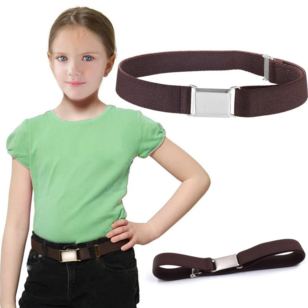 

Kids Boys Girls Solid Wide Wear Resistant Casual Adjustable Decorative Elastic All Match Belt Waistband With Buckle Stretch