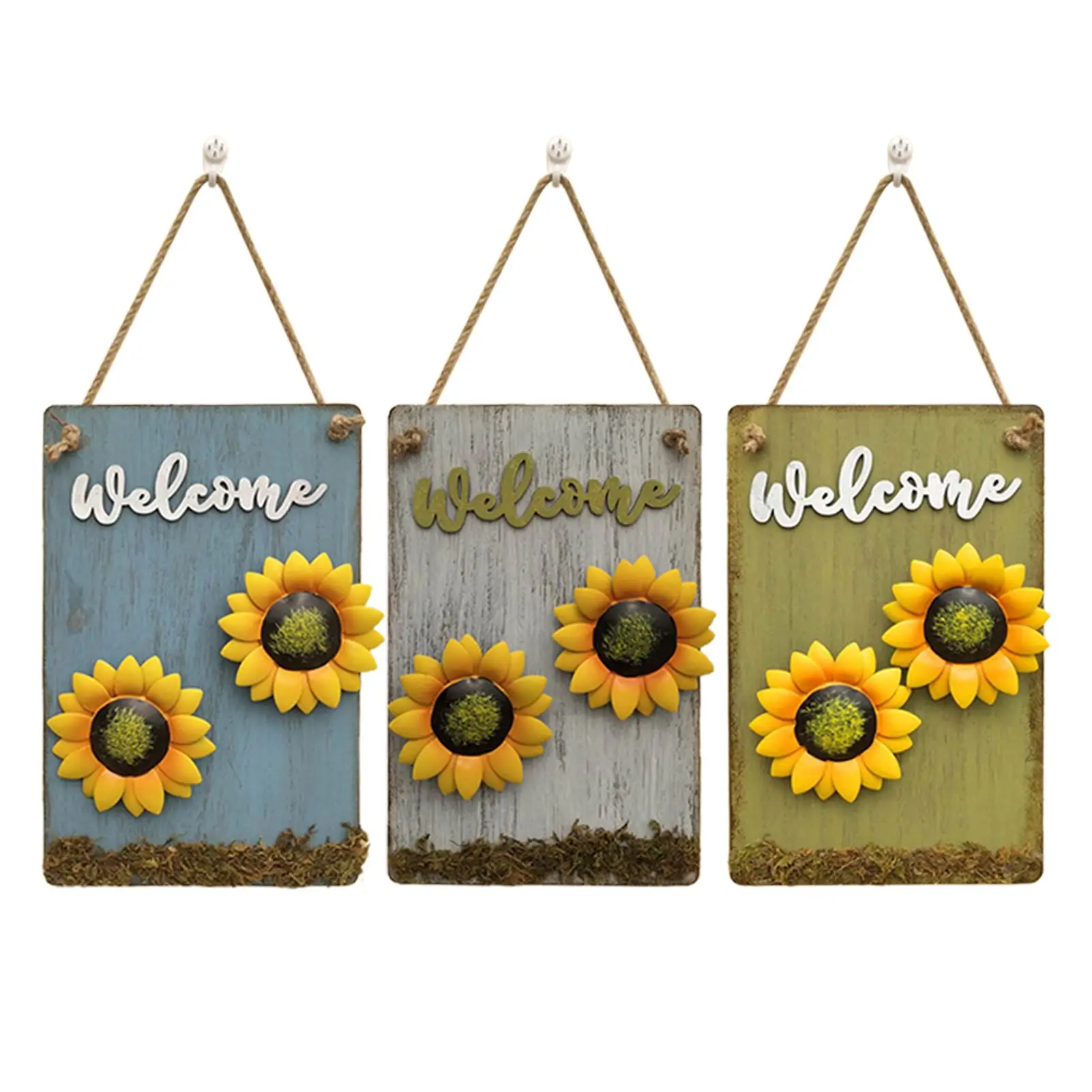 

MDF+Iron Art Sunflower Welcome Home Sign Rustic Hanging Plaque Farmhouse Hanging Ornament Pastoral Style Painting Wall Hanging