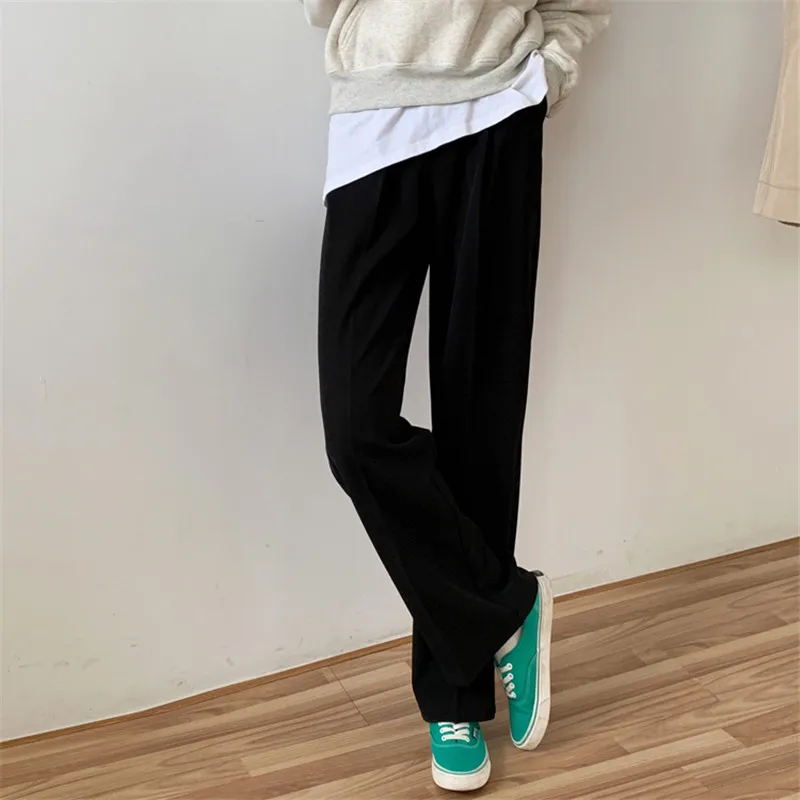 

OL Elegant High Waist Straight Wide Leg Pants Women 2021 New Spring Autumn Solid Work Wear Suit Pants Female Trousers