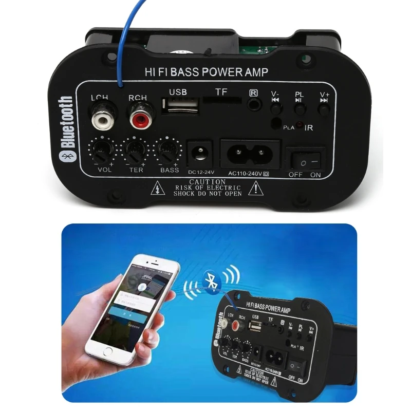25 Вт Автомобильный Bluetooth Сабвуфер Hi Fi усилитель басов плата аудио TF USB 220 В/12 В/24 В