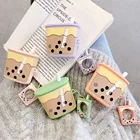 Силиконовый чехол для Airpods Pro, милый чехол для беспроводных наушников с пузырьками молока, чая, Bluetooth, чехол для Airpods, брелок для молока, чая