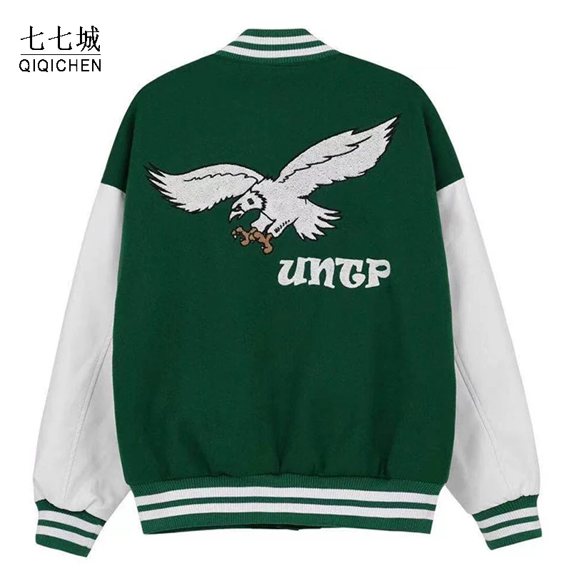 Уличный Бейсбол куртки мужские женские в стиле хип-хоп с вышивкой виде орла